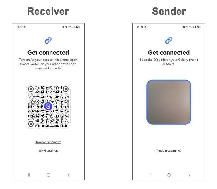 Smart Switch QR code scanning screen